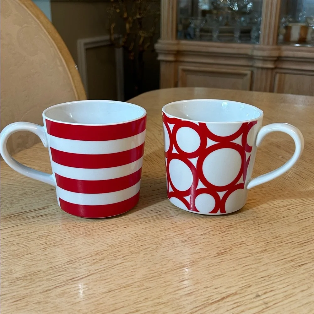 Crate & Barrel Circles & Stripes Mugs (2)